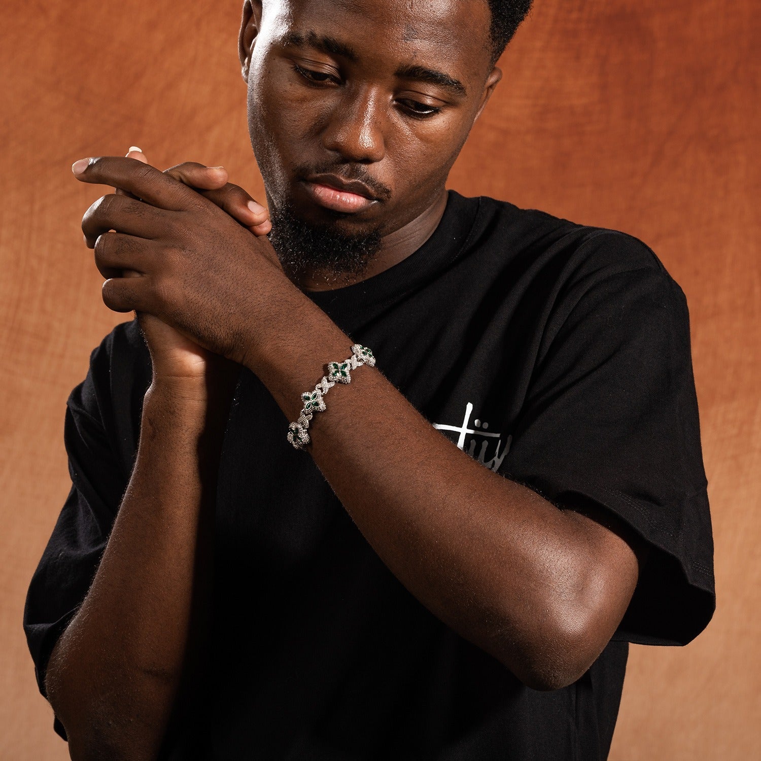 18K Gold Vacuum Plated Copper with 5A+ Sri Lanka Four-leaf clover colored zircon bracelet