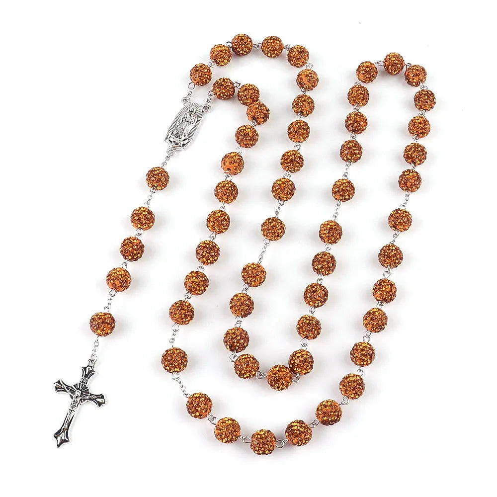 Cross Crystal Rosary Necklace