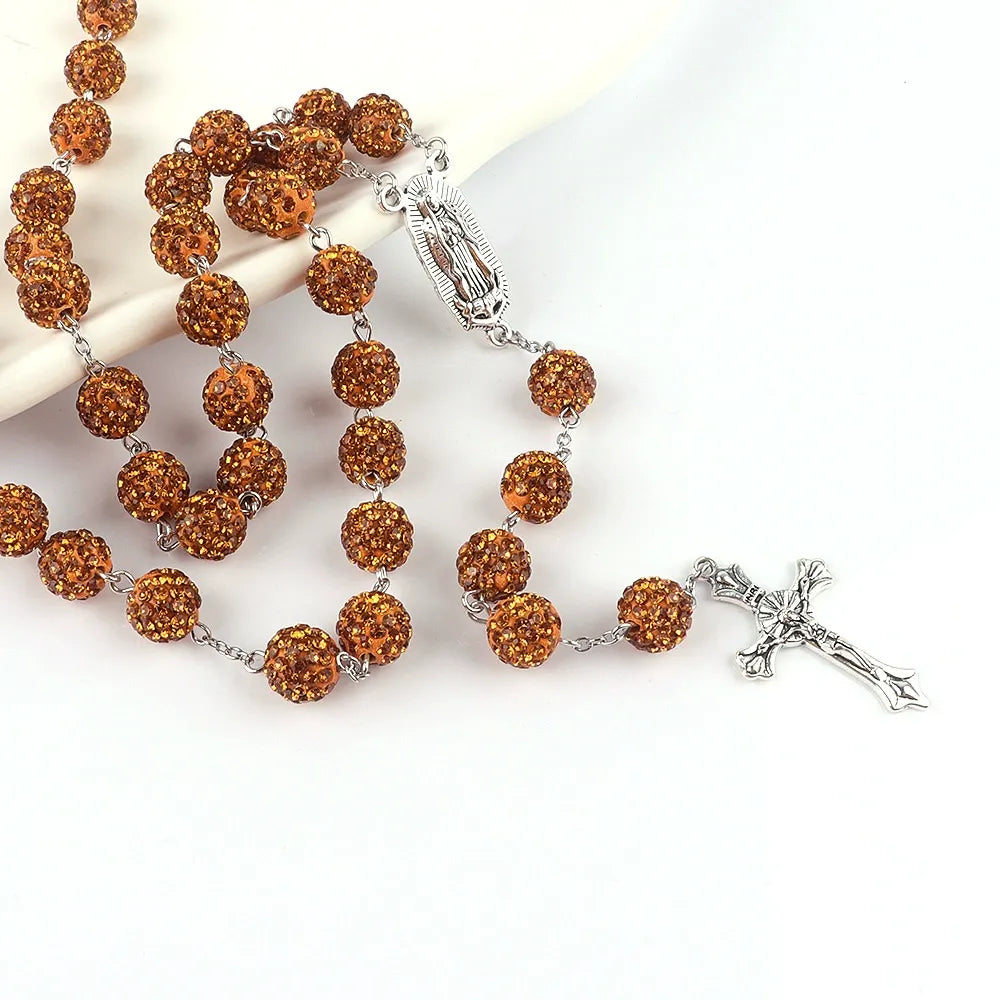 Cross Crystal Rosary Necklace