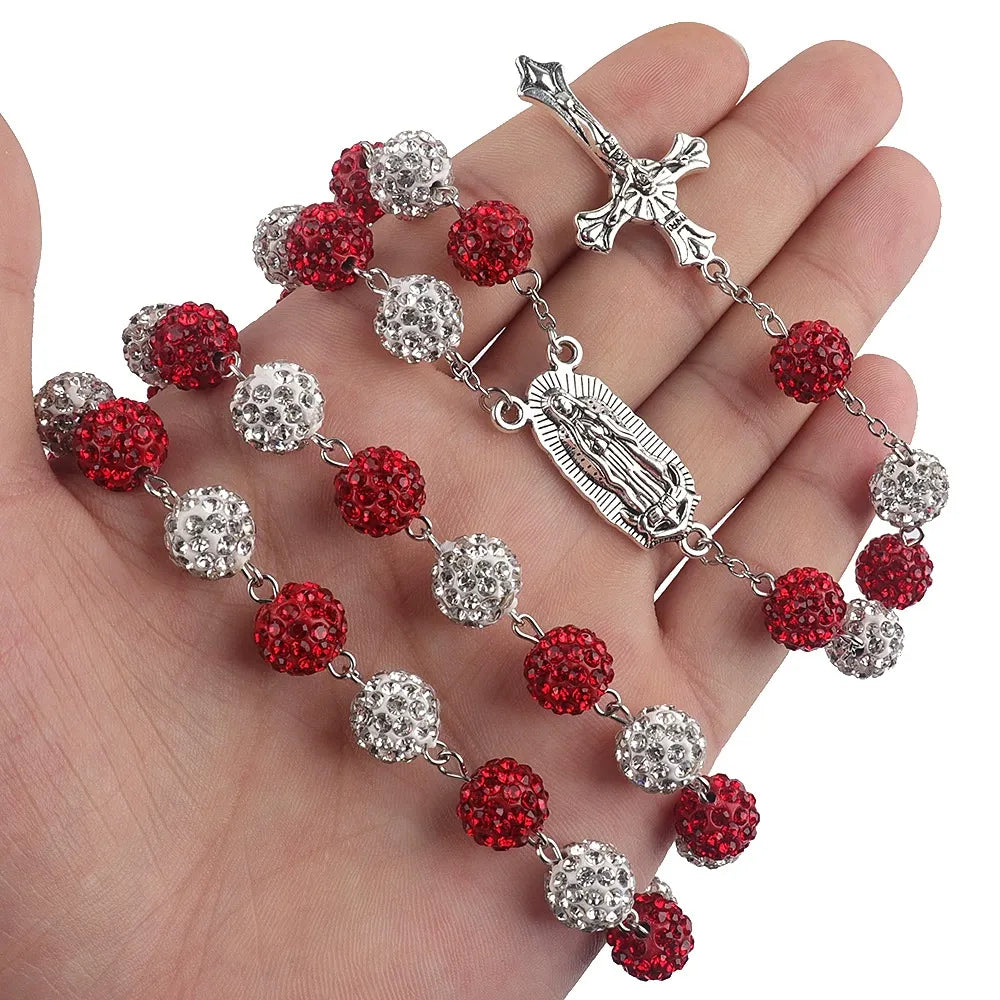 Cross Crystal Rosary Necklace