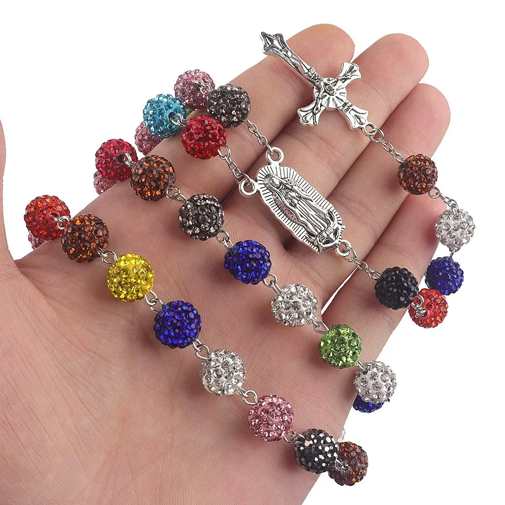 Cross Crystal Rosary Necklace