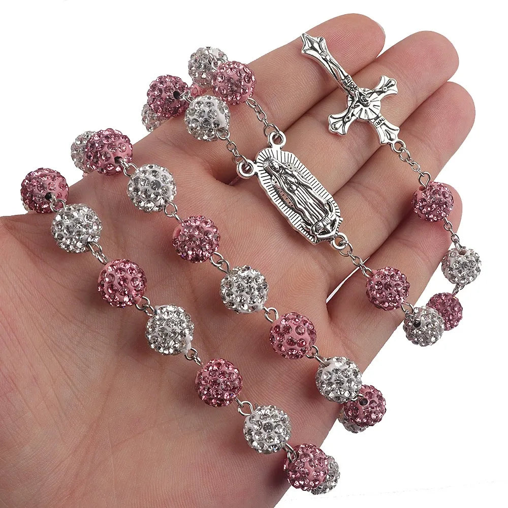 Cross Crystal Rosary Necklace