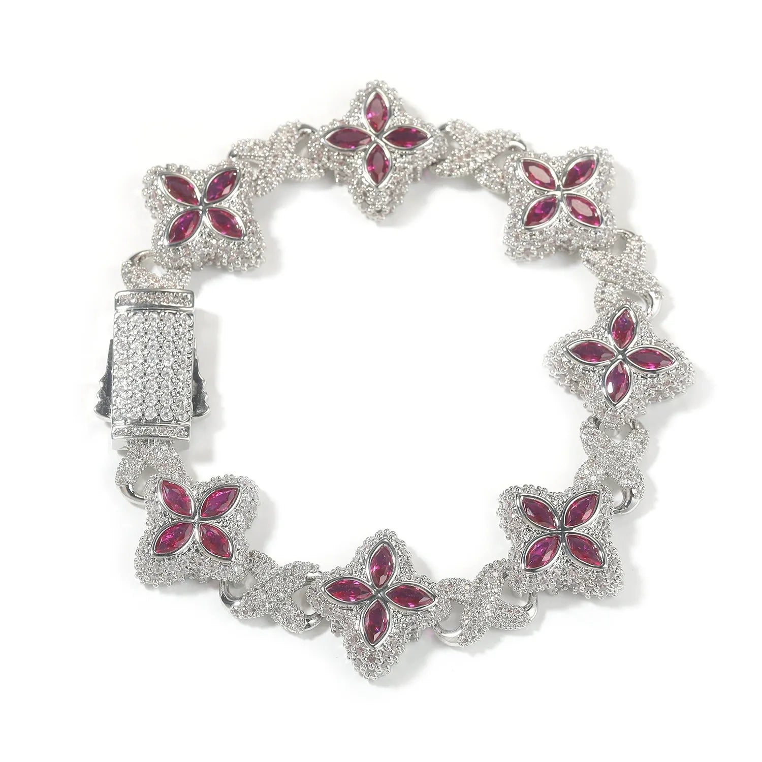 18K Gold Vacuum Plated Copper with 5A+ Sri Lanka Four-leaf clover colored zircon bracelet