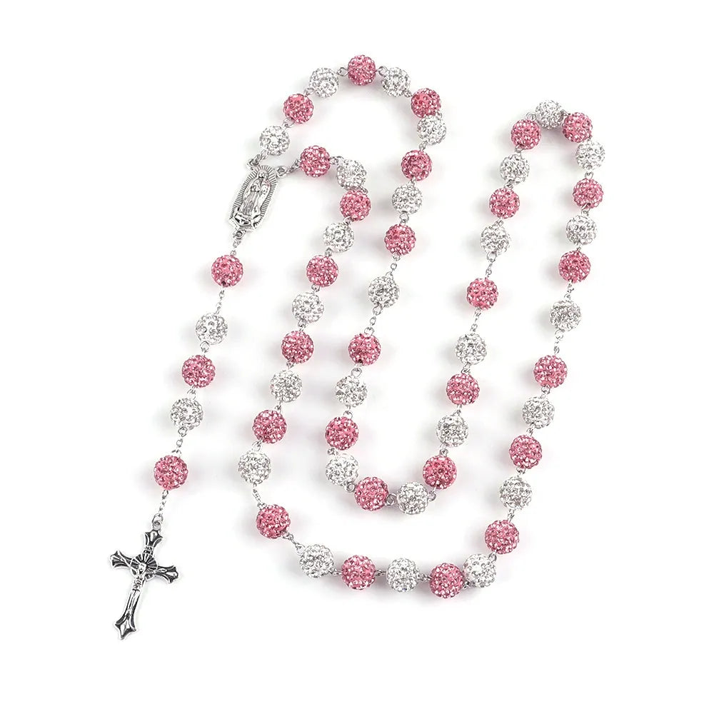 Cross Crystal Rosary Necklace